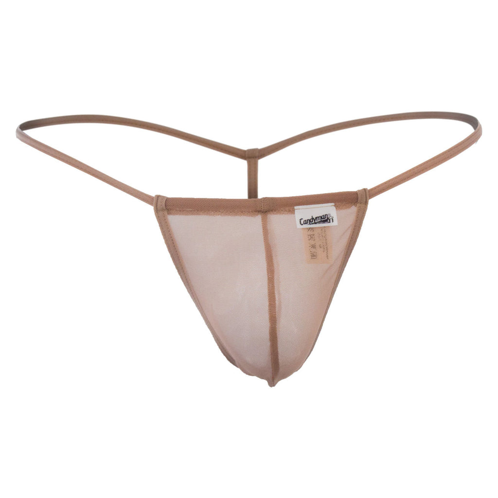 CandyMan 99246 Men's Underwear G-String Mesh Thongs Color Beige