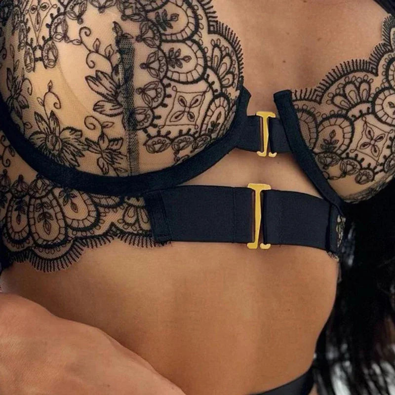 Two-piece Women's Set G-string Transparent Underwear Lolita Romantic Lingeries Set Sexy Bra and Panties Sets Lingerie for Woman